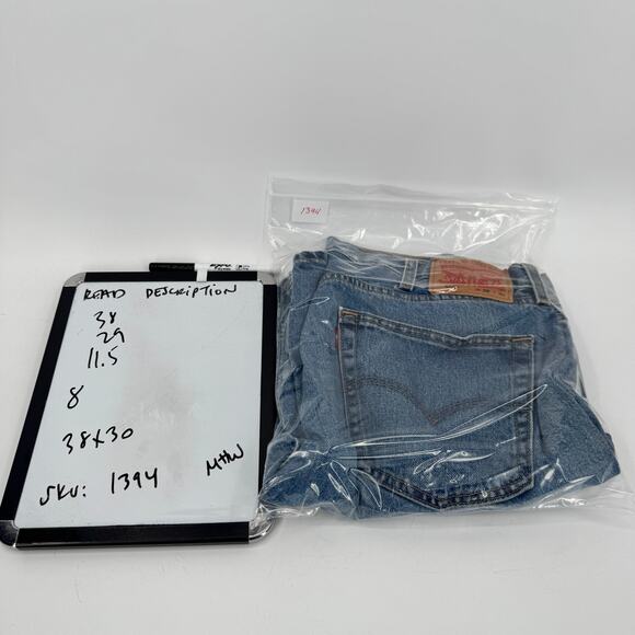 Levi's 505 Jeans Mens 38x30 (38x29 ACTUAL) Regular Fit Straight Leg Blue Denim - Picture 10 of 10